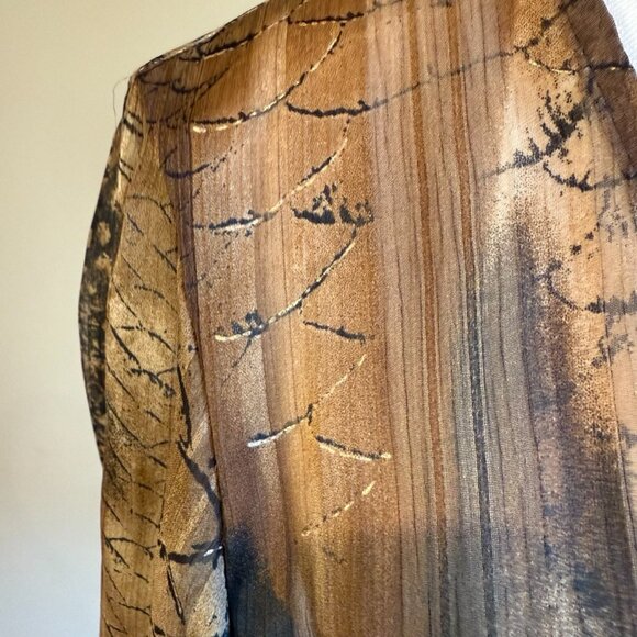 Conrad C Collection Shirt animal print snake brown sheer leather feather belt - Picture 7 of 12